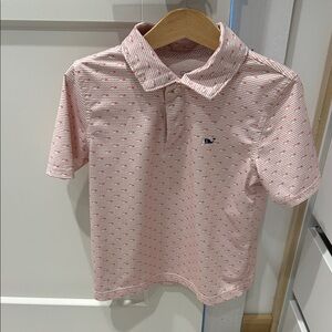 Vineyard Vines Kids Polo in Light Pink and White